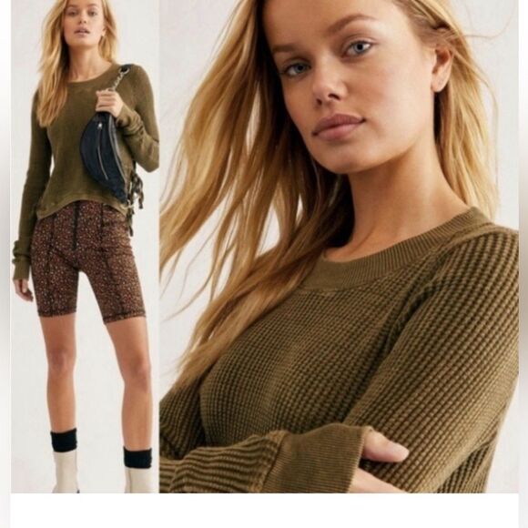 Free People One Cropped Interlaken Thermal Top - Picture 2 of 5